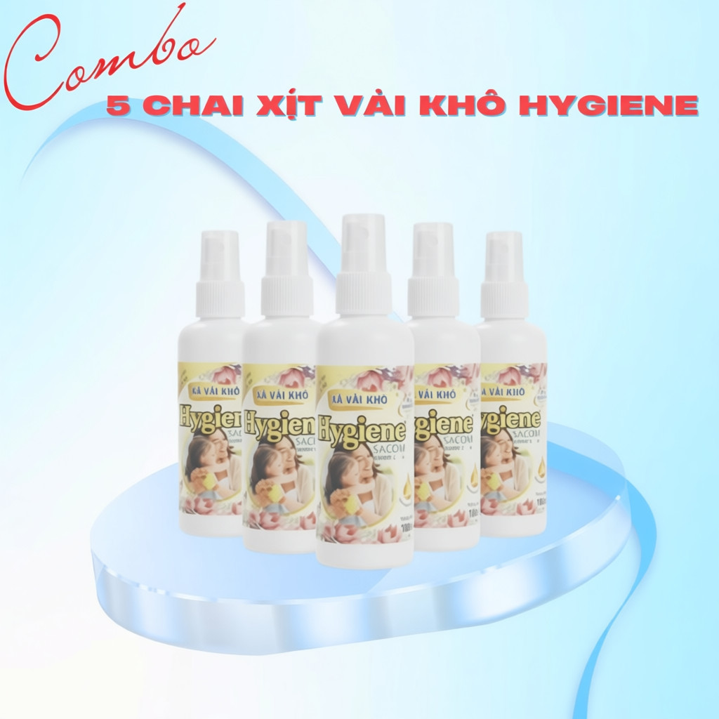 Combo 5 chai /4 chai/ 3 chai xịt xả vải khô Hygiene Sacom 100ml lưu hương chống ẩm mốc trên quần áo