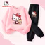 Hello Kitty Bé Gái Quần Áo Hai Mảnh Bộ Hoạt Hình Dễ Thương Trẻ Em Trang Phục Thường Ngày