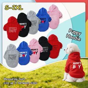 Size S-2XL: Áo hoodie cho thú cưng in hình bé trai của mẹ, phong cách chui đầu, có sẵn 5 màu, mềm mại, thoáng khí, ấm áp, có thể giặt được bằng máy, thích hợp cho mọi giống chó nhỏ.