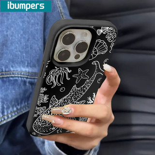 Ibumpers Ốp Điện Thoại Sang Trọng Phong Cách Duyên Hải Xanh Nhạt Họa Tiết Dưới Nước Silicon Mềm Chống Sốc Cho iPhone 11 12 13 14 15 16 17 Pro Max IP Plus