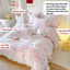Set 5 món CHĂN GA NHUNG SỮA 3d–THỎ HỒNG Memmimbedding luxury Trải lên là thấy dễ thương – ấm áp – rất “iu”