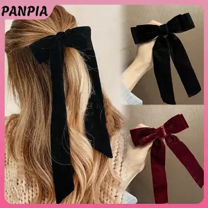 PNPIA - Nơ kẹp tóc vintage nhung dành cho cô gái, phù hợp làm phụ kiện tóc cưới