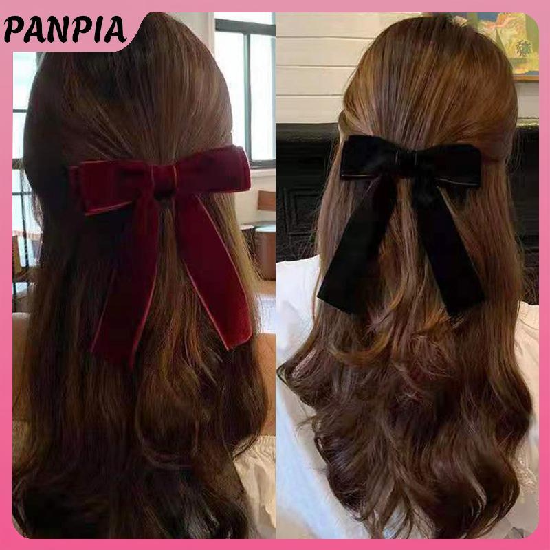 PNPIA - Nơ kẹp tóc vintage nhung dành cho cô gái, phù hợp làm phụ kiện tóc cưới