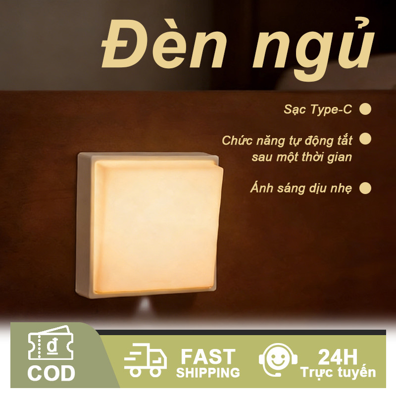 Đèn Công Tắc LV101 Đèn LED Ánh Sáng Vàng Nam Châm Hẹn Giờ Tắt USB Type C Đèn Ngủ Trang Trí Phòng Ngủ