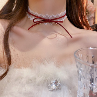 Nơ đỏ choker vòng cổ vintage thanh lịch, đa năng với dây xích sang trọng dành cho nữ