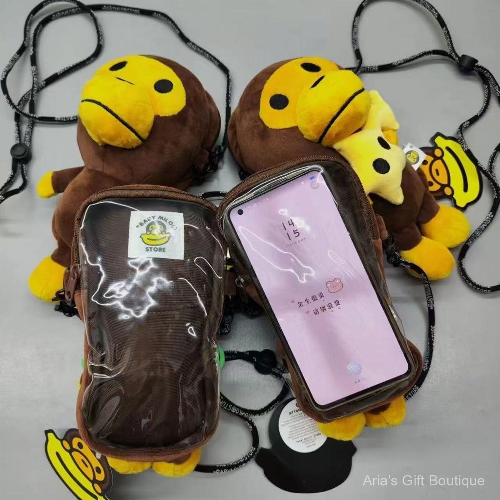 [Aria G-1] Nhật Bản Dạo Phố bapex milo Khỉ Đeo Vai Túi Đeo Ngang Điện Thoại Di Động Ngụy Trang Hoạt Hình Đường Phố