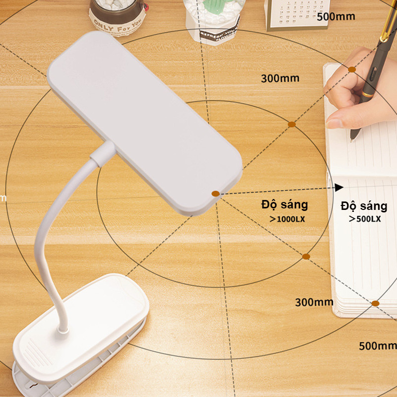 Đèn Học Kẹp Bàn Sạc 3600mAh - Ánh Sáng Tự Nhiên Bảo Vệ Mắt, Điều Chỉnh 360°,Có Thể Treo/Gắp/Đứng