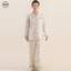 Phong Cách Nhật Bản Muji Phong Cách Văn Học Loungewear / Sợi Hai Lớp Nữ Cotton Nguyên Chất Nhỏ Hoa Ngọc Lục Bảo Dài Tay Thời Trang Loungewear / Quần Dài Tay Cotton Nguyên Chất Khóa Màu Bộ Đồ Ngủ