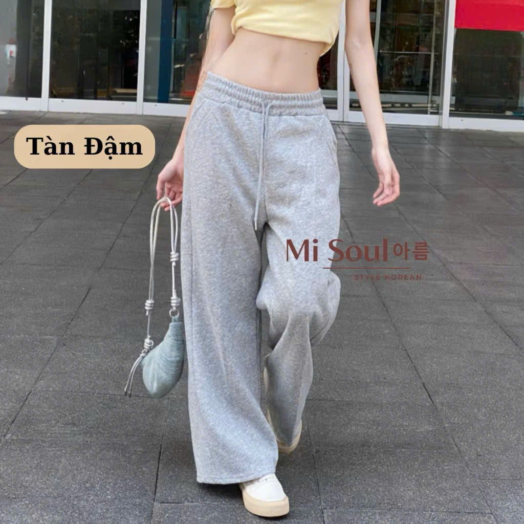 Quần Ống Rộng Chất Da cá Ép 2 Da Mềm Mịn - Quần Dáng Suông Lưng Cao Cạp Chun Có Dây Rút Điều Chỉnh M366