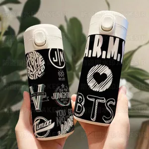 Cốc cách nhiệt ngoại vi BTS Cốc nước di động dung tích lớn Ấm siêu tốc bằng thép không gỉ Quà tặng sinh nhật gift