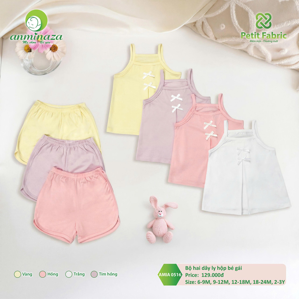 Bộ Hai Dây Bé Gái Anminaza Vải Sợi Tre Petit Mềm Mại Co Dãn - Hàng Chính Hãng AMI0516