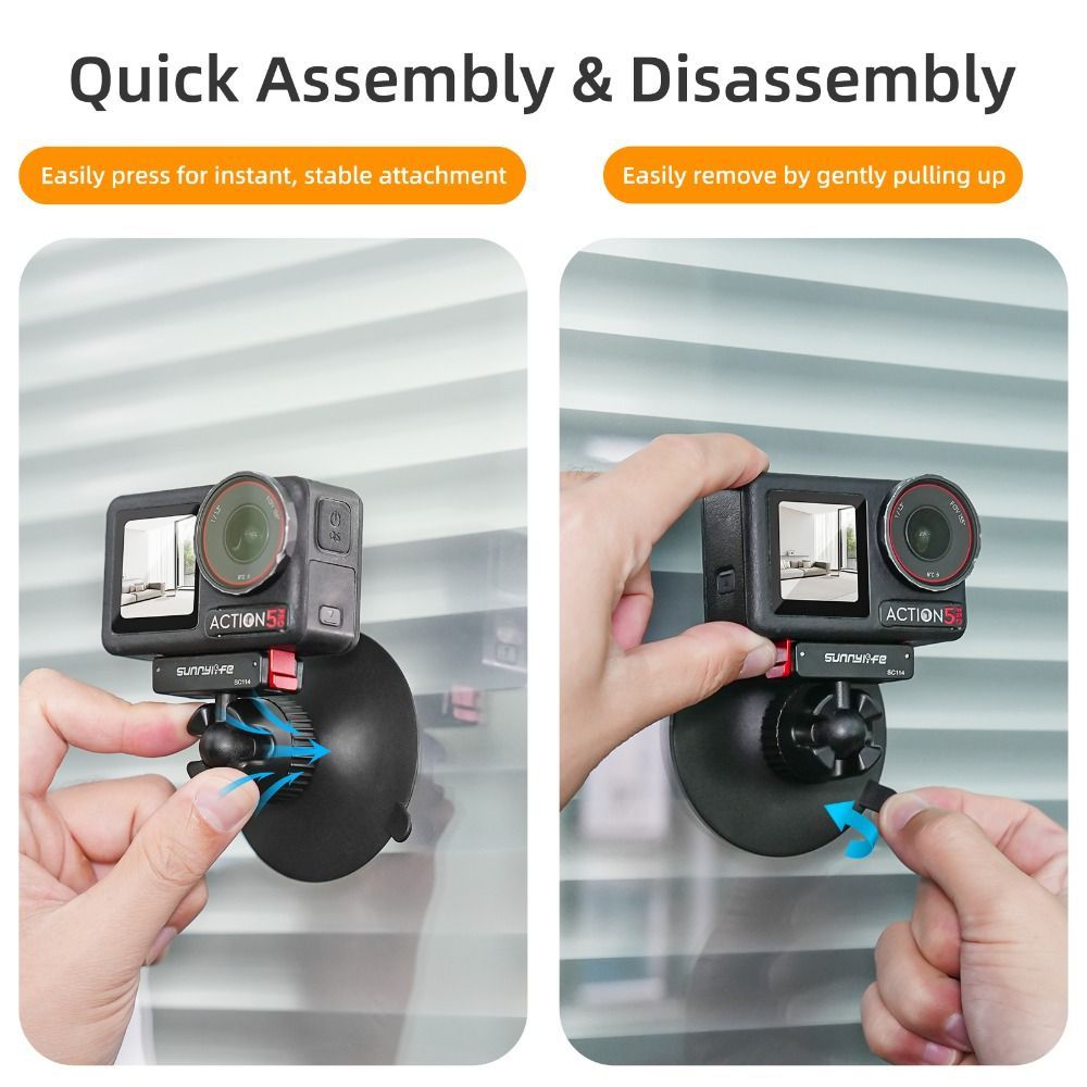 Giá đỡ cốc hút YRBWD, Giá đỡ camera phát hành nhanh từ tính, Giá đỡ bi xoay 360 độ ổn định hai chiều cho phụ kiện máy ảnh hành động DJI Osmo 360 / Action 5 / 4 / 3
