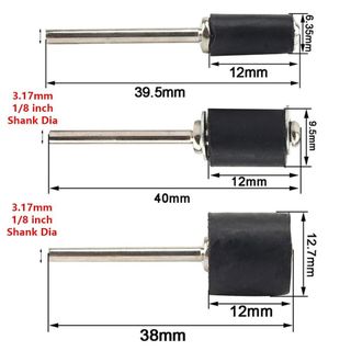 GAIL 10 Cái / bộ Bộ vòng tròn giấy nhám, Mandrels chà nhám 1 / 8 inch cao su, 6.35 / 9.5 / 12.7mm Máy mài trống Rod Dụng cụ mài mòn