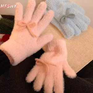 Găng Tay Dệt Kim Thắt Nút Bướm Sang Trọng Cho Phụ Nữ Mùa Đông - Giữ Ấm Khi Đi Xe Đạp