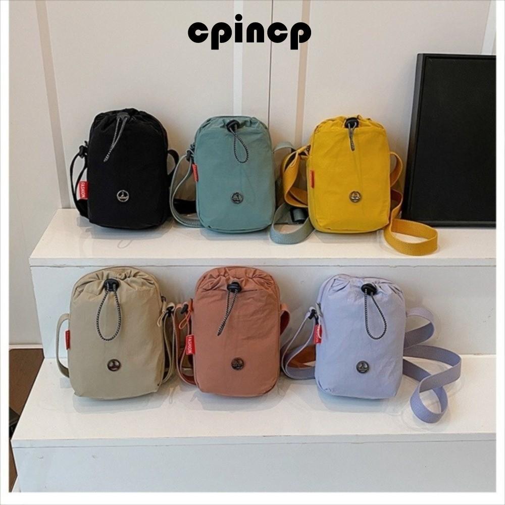 Túi đeo vai đơn CPINCP, Túi đeo chéo vải Nylon thông thường, Dây rút đa năng Phong cách thể thao Túi đựng chai nước màu trơn Unisex