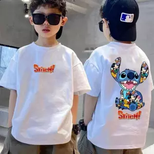 90-150 size Áo Baju-T, linh hoạt họa tiết, thoải mái, cổ tròn, từ 3-14 tuổi, 100% cotton.