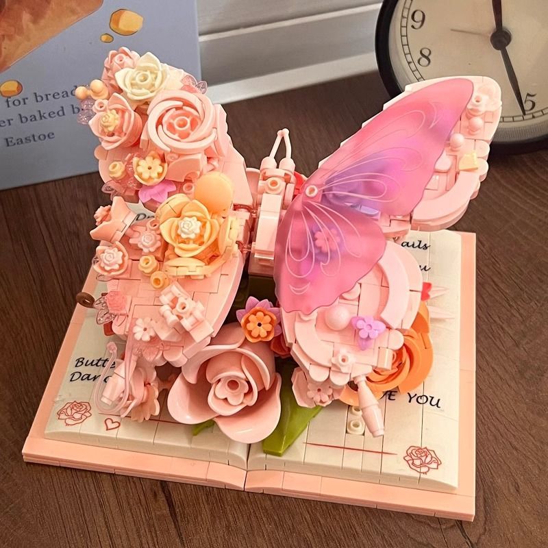 Bướm Khối Xây Dựng Hoa Bảo Quản Người Lớn Hạt Nhỏ Khối Xây Dựng Lắp Ráp Đồ Chơi Quà Tặng Cho Bé Gái Series