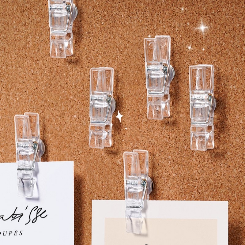 10 Chiếc Mini Trong Suốt Acrylic Kẹp Tự Dính Kẹp Nhựa Tài Liệu Kẹp Giấy Văn Phòng Trường Học Phụ Kiện