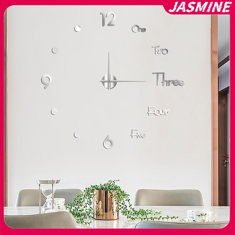 JASMINE 1 3D Tường Clo Gương Tường Stiers Sáng Tạo DIY Tường Clos Thiết Kế Hiện Đại Tắt Tiếng Thạch Anh Kim Đồng Hồ Trang Trí Nhà JASMINE