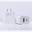Sạc GaN màu trắng, 20W, chân đồng chuẩn Mỹ, 2 cổng