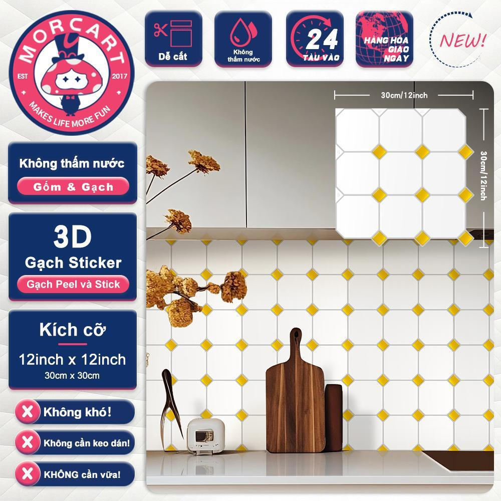 Nhãn dán tường MORCARTTile, Nhãn dán trang trí tường nhà bếp, 3D, Tự dính, DIY, Thích hợp cho nhà bếp, tường, Chống bắn tung tóe, 30cmx30cm, 1 miếng