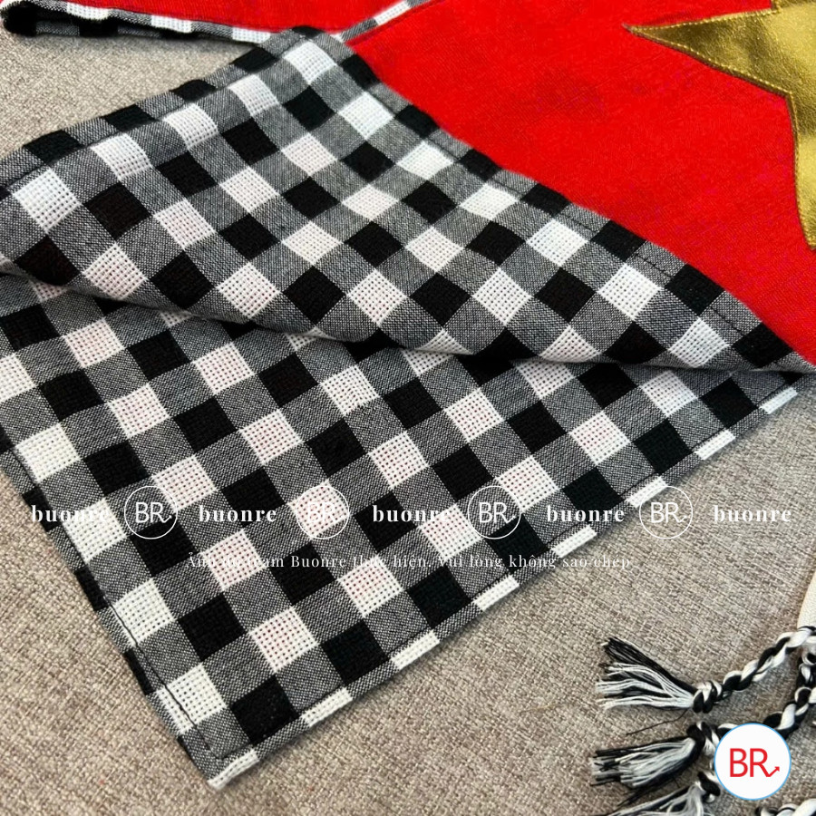 Khăn rằn cờ đỏ sao vàng vải đũi mềm mại, khăn rằn Nam Bộ phụ kiện 30/4, 2/9, cổ vũ, sự kiện, khăn yêu nước ANGIHOME