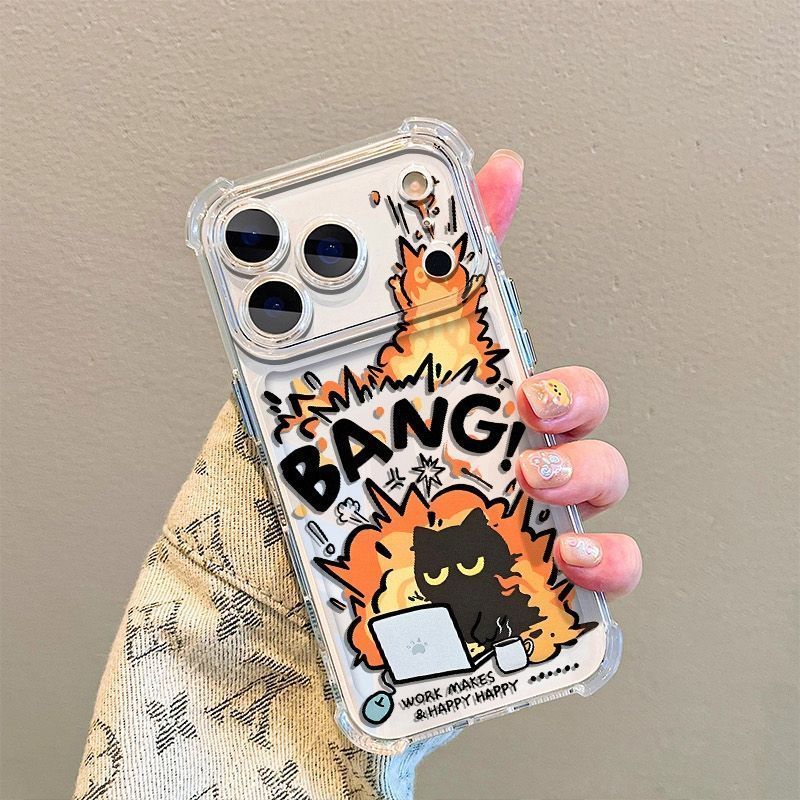 Angry Cat cho 16 trường hợp iPhone 17Air Quad chống ngã 14 13 11Pro