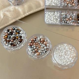 [hatheaven] Móng tay Charms Trang trí ngọc trai Kích thước hỗn hợp Túi đầy màu sắc DIY Móng tay có thể đeo được Ngọc trai tròn Đá quý móng tay Thủ công đẹp