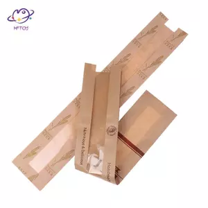 HFTOY 10 Chiếc Giấy Kraft Chống Dầu Túi Bánh Mì Dài Có Cửa Sổ Trong Suốt Baguette Nướng Túi Ngủ Cho Sự Kiện Tiệc Sinh Nhật ~
