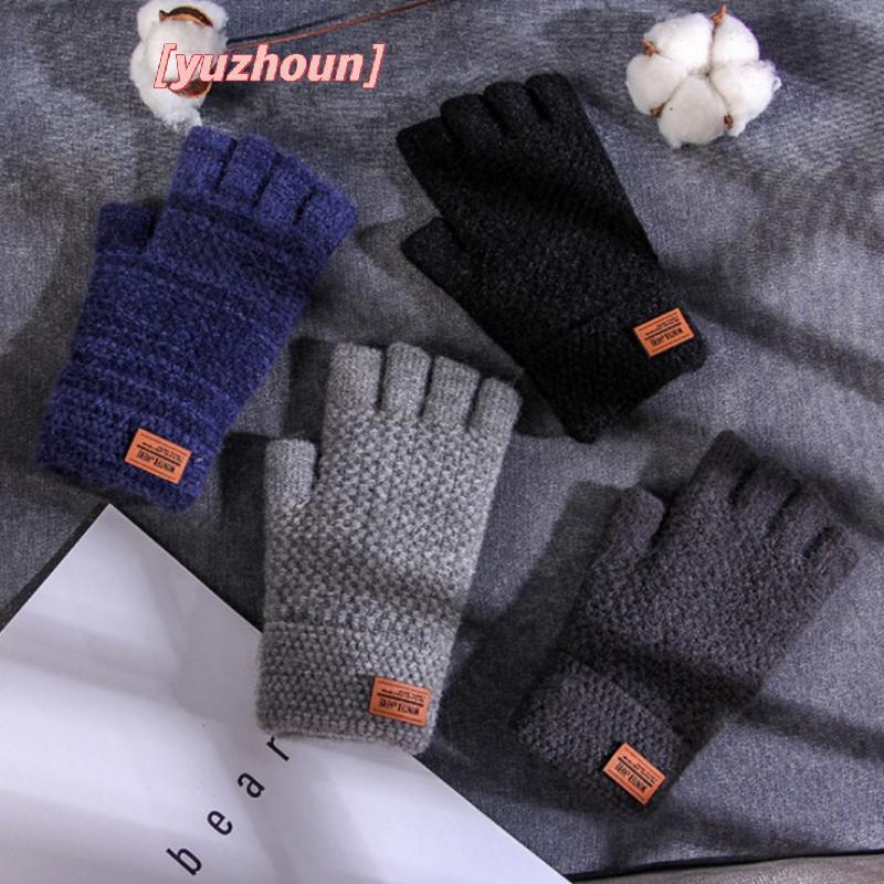 Găng Tay Không Ngón Nửa Ngón Unisex Len & Cotton, Phong Cách Gothic, Ấm Áp Mùa Đông