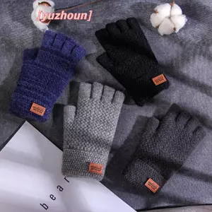 Găng Tay Không Ngón Nửa Ngón Unisex Len & Cotton, Phong Cách Gothic, Ấm Áp Mùa Đông