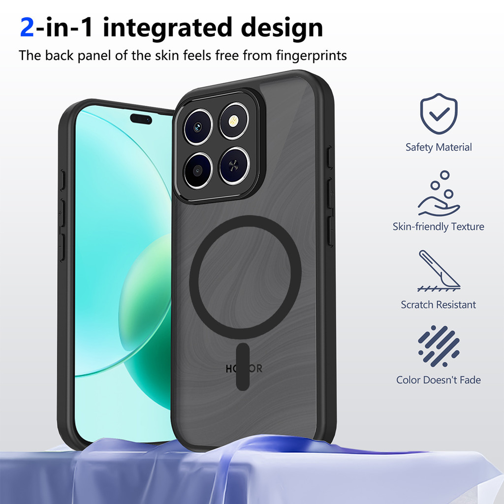 Ốp lưng Honor X6C Vỏ hấp dẫn từ tính màu đen mờ cho vỏ điện thoại Honor X6C