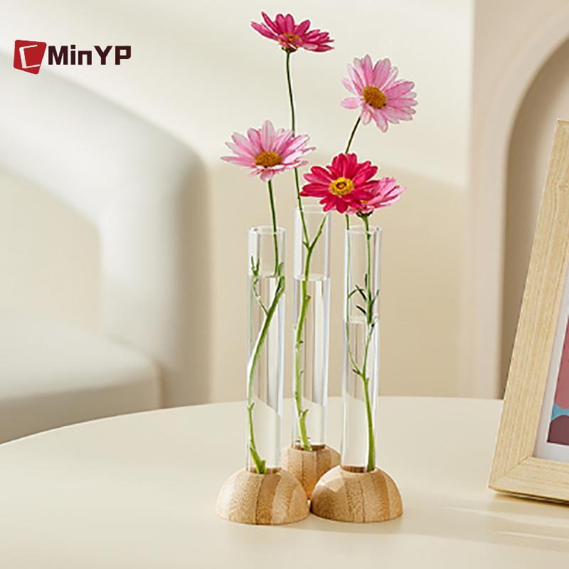 CMinYP Sáng Tạo Phong Cách Bắc Âu Tròn Thủy Tinh Pha Lê Bình Tròn Bằng Gỗ Nghệ Thuật Thủy Canh Xanh Hoa Sen Đồ Trang Trí Bình Thủy Tinh Để Bàn Trang Trí Vinh Quang