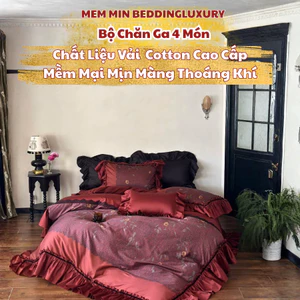 Bộ vỏ chăn ga gối 4 món chất liệu cotton satin cao cấp Memminbedding luxury mang lại cảm giác mềm mại