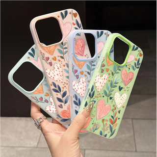 Ốp Lưng Cho iPhone 17Air 16E 17 16 Pro Max Plus Mềm Mại Trái Tim Tình Yêu Lá Silicon Màu Kẹo Bao