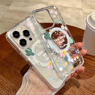 Ốp điện thoại chống sốc 17pro họa tiết xương rồng cầu vồng có thể so sánh cho iPhone 17promax 16pro 16plus 15promax 14pro Vỏ 14plus 15plus 16plus