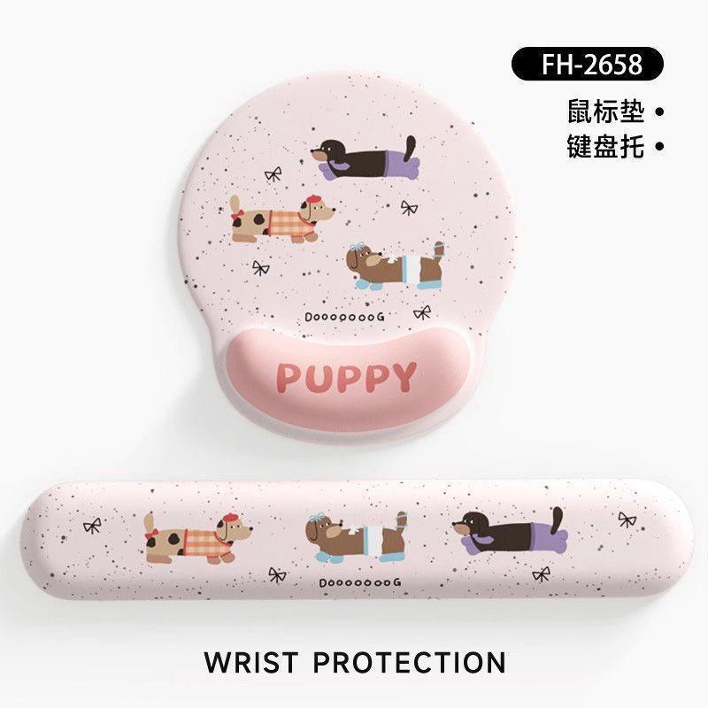 Hoạt Hình Mới Dachshund Chó Cổ Tay Chuột Miếng Lót Cổ Tay Cô Gái Chống Bụi Bẩn Văn Phòng Laptop Bàn Phím Còn Lại 2PJX