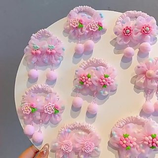 Trẻ Em Siêu Cổ Tích Nhiều Màu Sắc Hoa Đầu Bé Gái Tóc Hồng Bóng Nhỏ Scrunchy Nhẫn Bé Không Làm Tổn Thương Dây Buộc Tóc Đuôi Ngựa Tóc MYTS