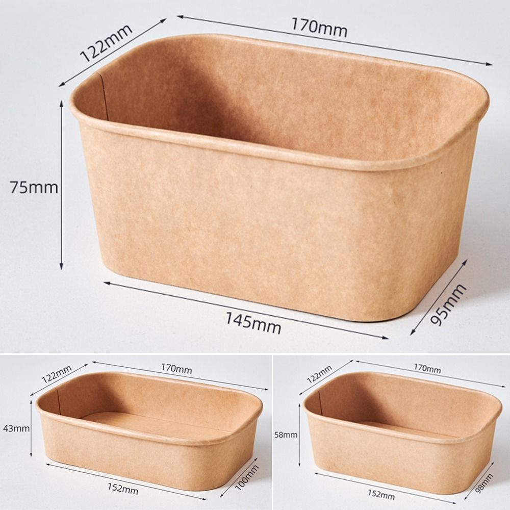YICA Bộ 10 Hộp Cơm Trưa Giấy Kraft Vuông Có Nắp Chống Rò Rỉ, Dùng Một Lần, Đóng Gói Thực Phẩm Di Động Cho Gia Đình