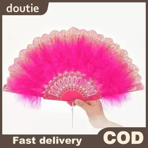 Doutie Quạt tay lông vũ Gothic gấp gọn phong cách Nhật Bản - Quà tặng đẹp cho tiệc cưới