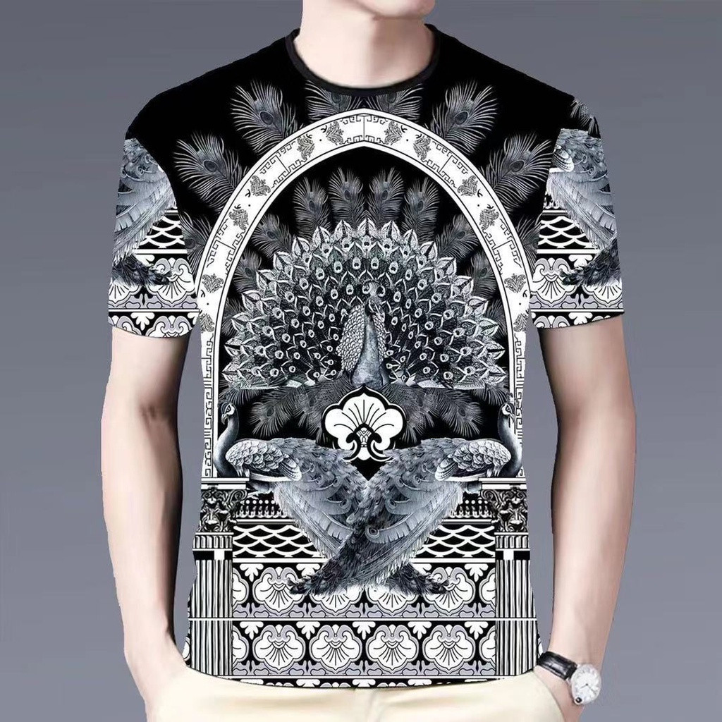Áo thun nam 3D in chữ retro Mỹ - Cổ tròn fashionable, phù hợp cho mùa hè