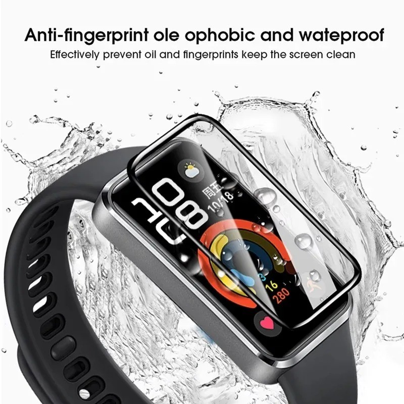 1-3 Chiếc Bảo Vệ Màn Hình Cho Huawei Band 11 10 9 8 7 Pro HD Trong Suốt Kính Cường Lực Cho Huawei Band 6 4 3 Pro Cong Đen Cạnh Kính Phim