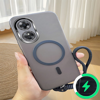 Thích hợp cho Ốp điện thoại OPPO A17 A17K A97 5G Vỏ mềm mờ nhiều màu sắc có dây đeo tay 0036