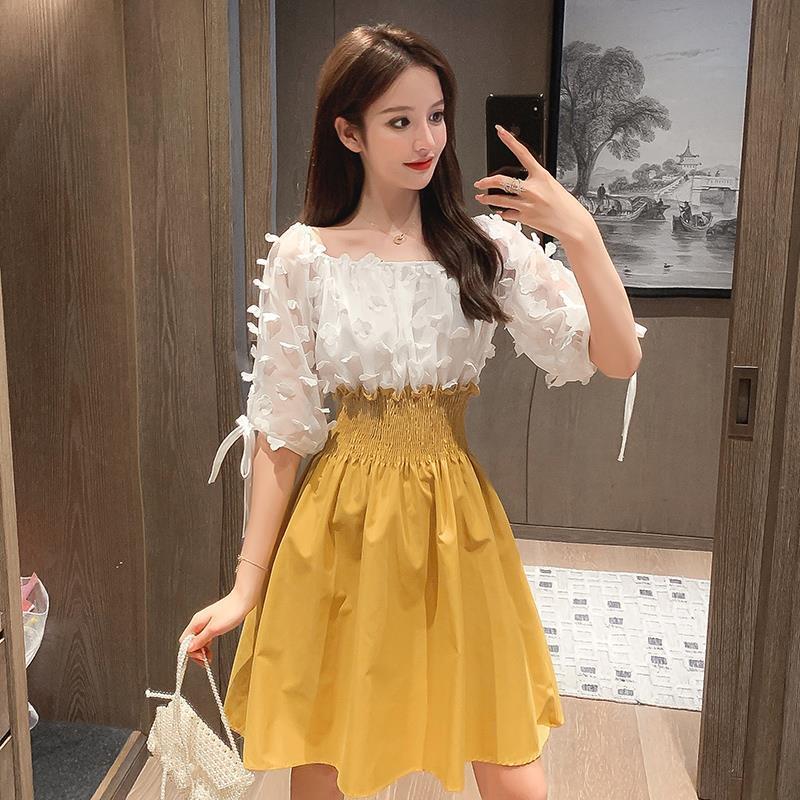 Váy mùa hè mới phong cách Hàn Quốc kiểu Pháp, thiết kế độc đáo, ôm eo, tôn dáng, mang lại vẻ ngoài cực kỳ nữ tính