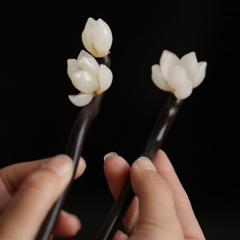 Phụ kiện tóc giả gỗ mun kẹp tóc, phù hợp cho cuộn tóc và mũ đội đầu Hanfu
