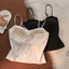 COSCOVED Spider Web Crop Top, Áo hai dây hở lưng bằng vải Cotton, Slim Fit thông thường với miếng lót áo ngực phong cách Hàn Quốc Áo Vest rỗng Áo đi biển