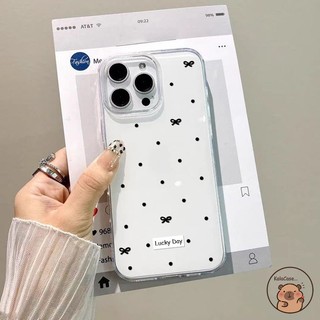 Tương Thích Cho iPhone 17 Air 16 15 14 13 12 11 Pro Max XR XS Max X 8 7 6 6s Plus SE 2020 Vỏ Điện Thoại Đơn Giản Màu Trắng Thanh Lịch Đen Chấm Bi Nơ Nơ May Mắn Dễ Thương Vỏ