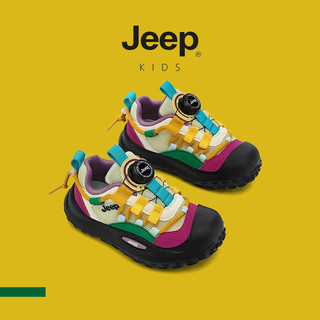 JEEP Giày thể thao trẻ em lưới thoáng khí xoay nút nhẹ, phù hợp chạy bộ thường ngày cho bé trai và bé gái xuân thu.