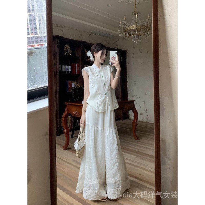 Bộ Đồ Hai Mảnh Mùa Hè, Phong Cách Phương Tây & Trung Hoa Mới, Size Lớn, Chất Lượng Cao, Thoáng Mát