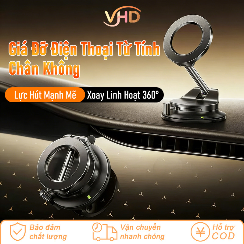 Giá Đỡ Điện Thoại Từ Tính Cao Cấp - Nam Châm Mạnh + Hút Chân Không, Đế Silicon Chống Rung, Xoay 360°, Gắn Kính & Taplo